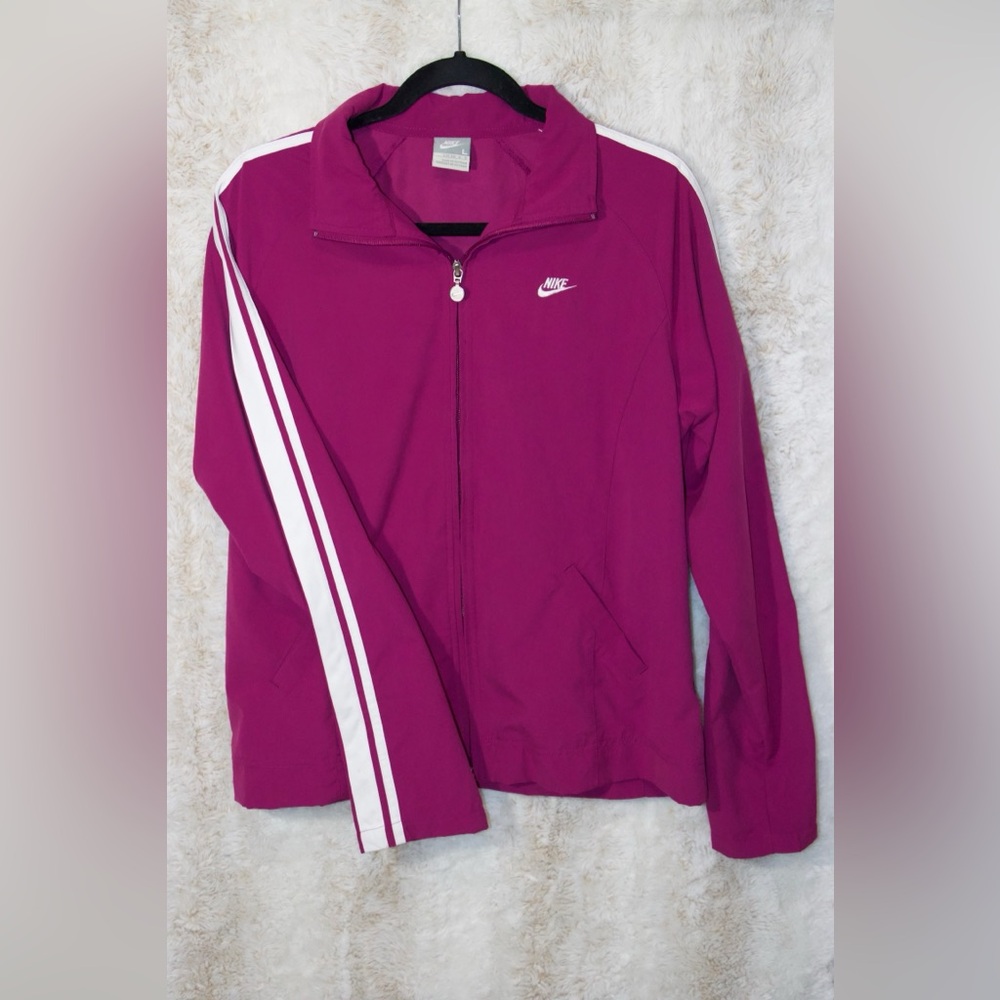 Nike Jacket Large Purple white Windbreaker Track Suit Coat Vintage Y2K